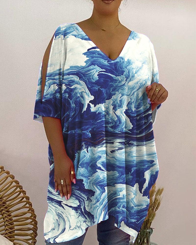 V-Neck Casual Print Women's Top
