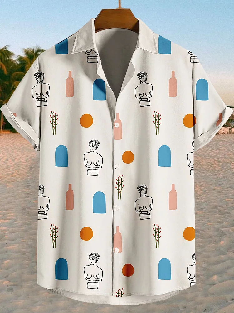 Men's Greek Statue Graphic Print Shirt