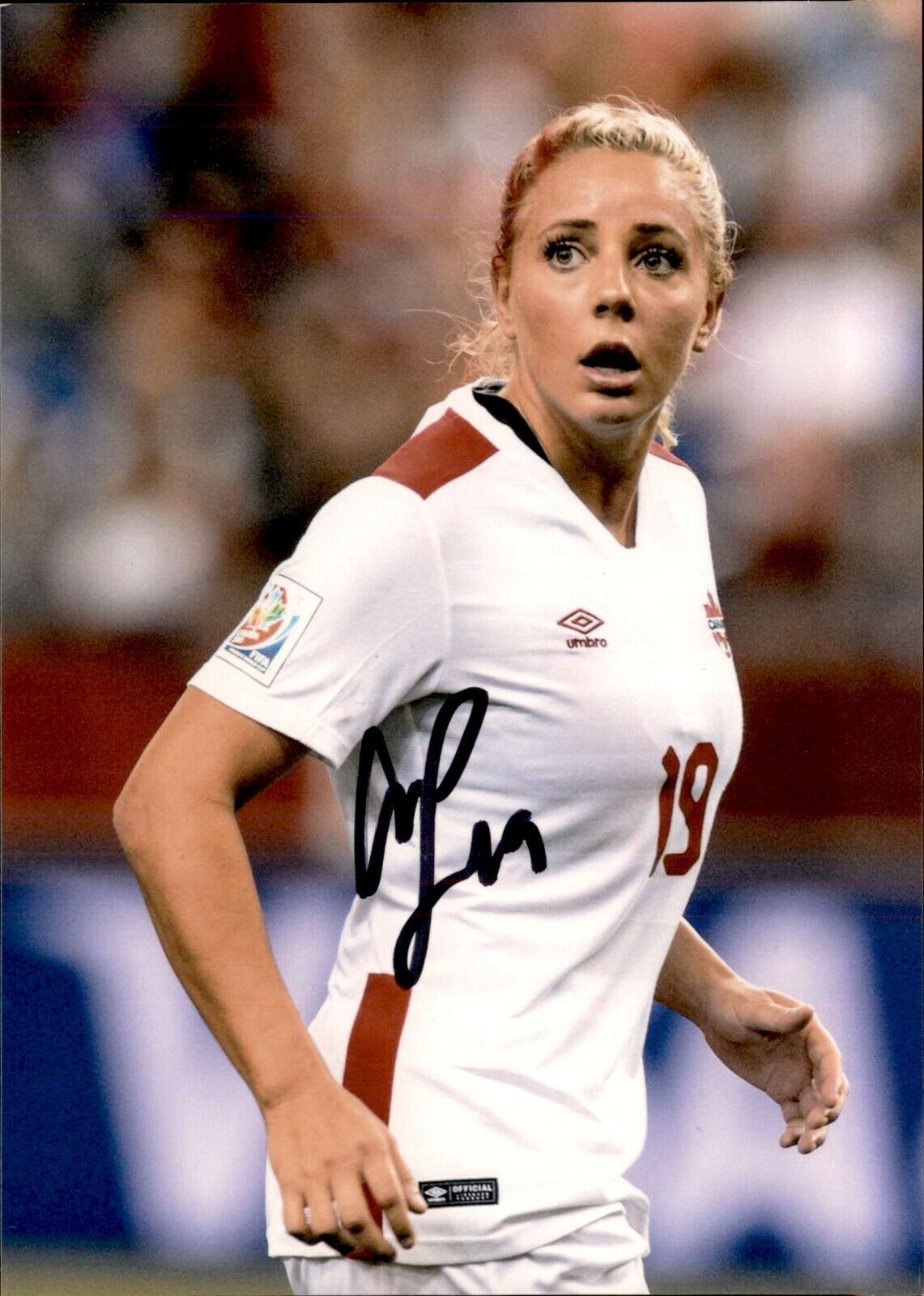 Adriana Leon SIGNED 5x7 Photo Poster painting CANADA WOMENS SOCCER / GOLD MEDAL TOKYO OLYMPICS