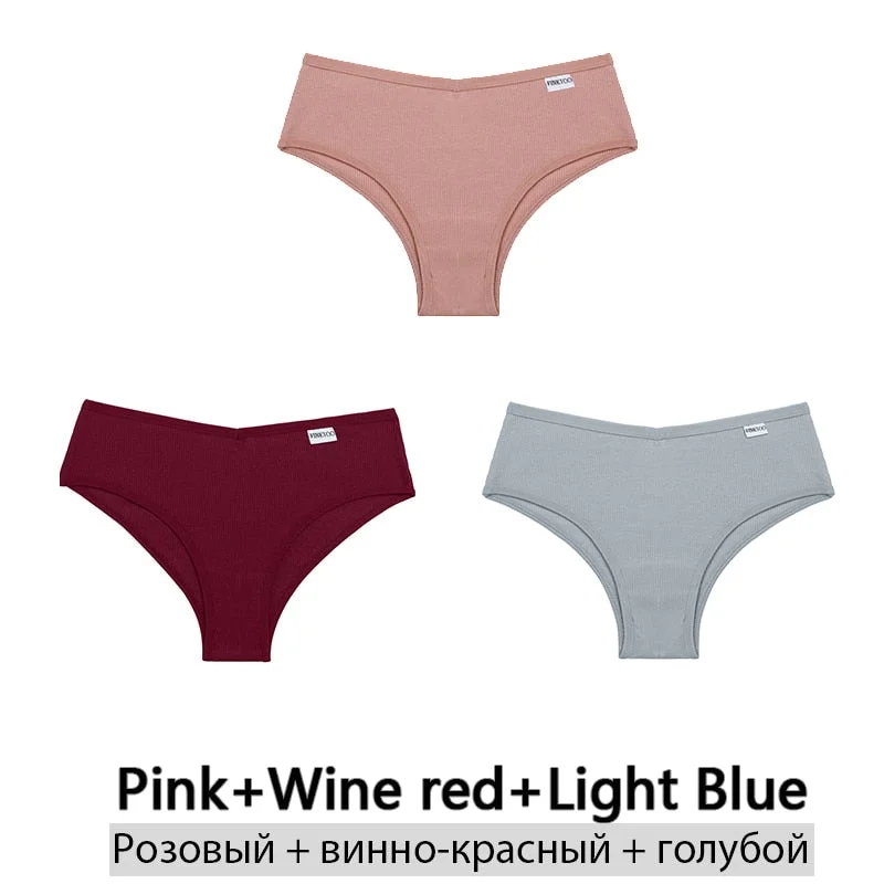 FINETOO 3Pcs/Set Cotton Panties for Women Plus Size Underpants Ladies Cotton Bikini Panties Girl Underwear Female Lingerie M-3XL