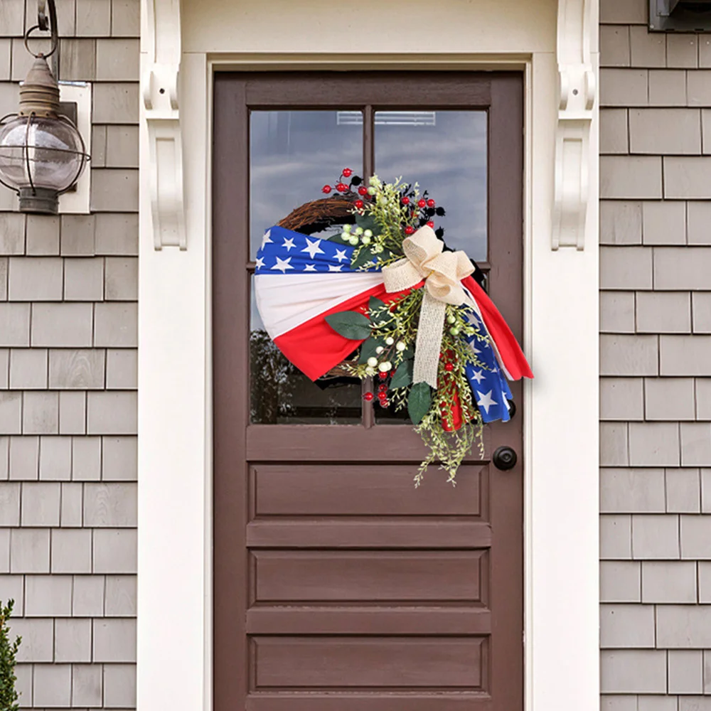 American Independence Day Rattan Simulation Wreath Ornament Door Hanging