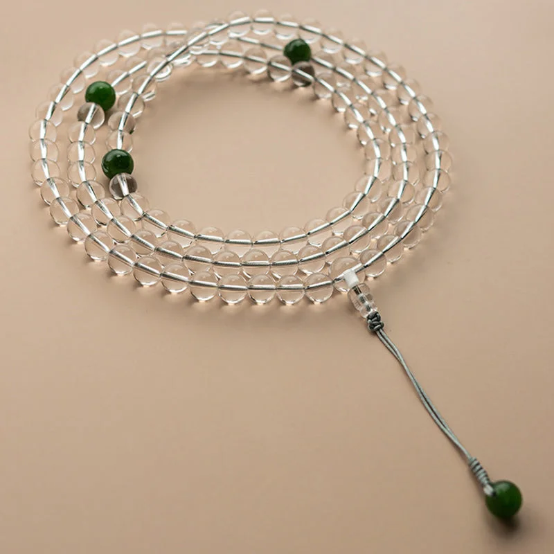 White Crystal 108 Beads Jade Meditation Bracelet Mala