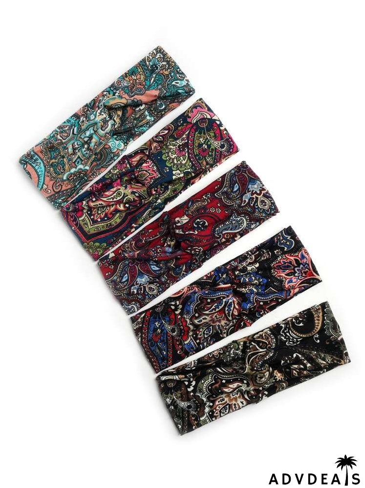 5pcs Paisley Print Hair Band