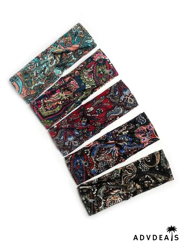 5pcs Paisley Print Hair Band