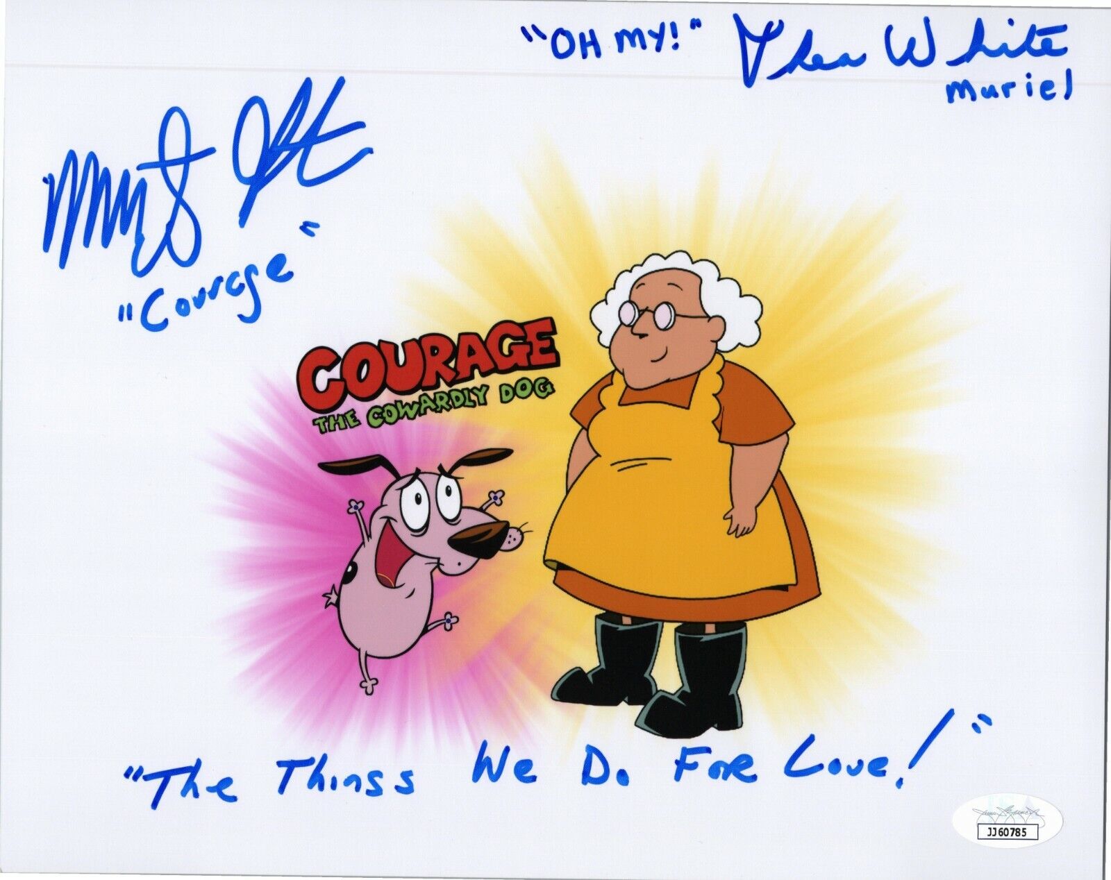 MARTY GRABSTEIN & THEA WHITE Hand-Signed COURAGE COWARDLY DOG 8x10 Photo Poster painting JSA COA