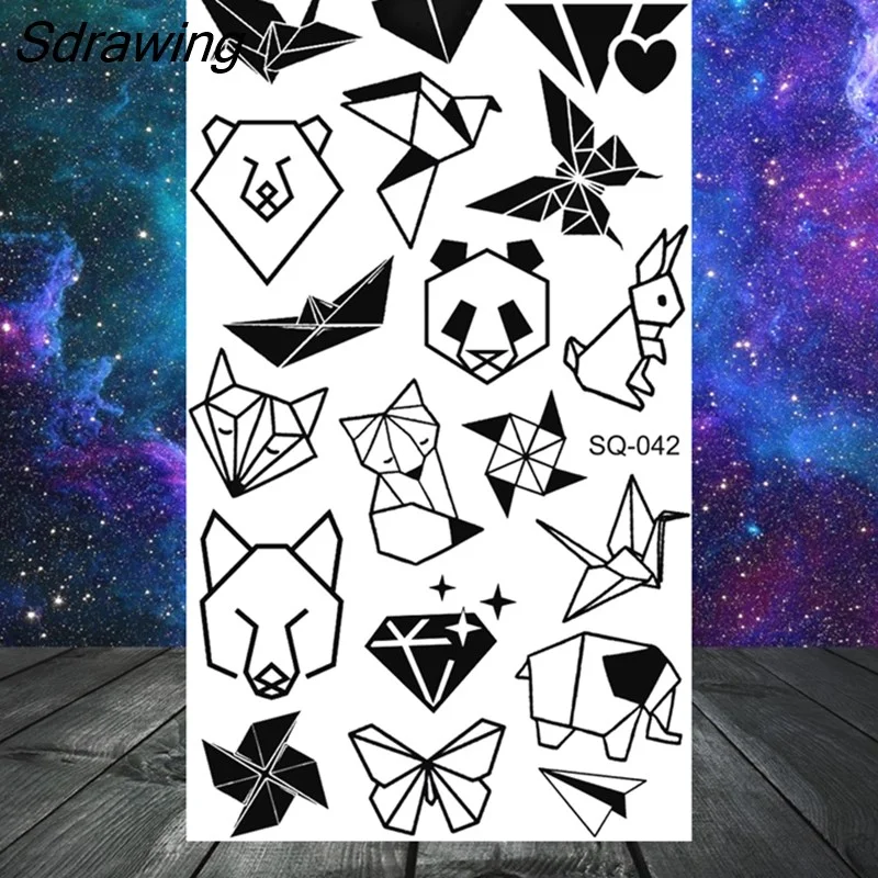 Sdrawing Stars Moon Sun Temporary Tattoos For Women Kids Girl Butterfly Feather Letters Fake Tattoo Neck Arm Hands Small Tatoos