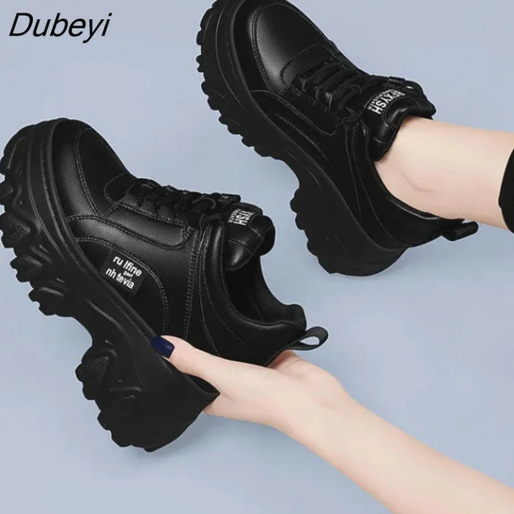 Dubeyi Increase Chunky Shoes Women Comfortable Platform Shoes Female Casual Vulcanized Shoes Fashion High Heel Woman Sneakers