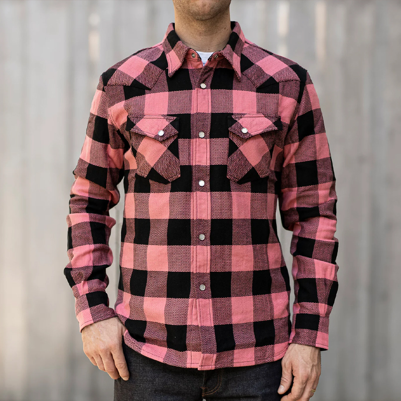 Men's Casual Plaid Lapel Single Breasted Shirt