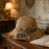🏖️👒Elegantn&iacute; pleten&yacute; slaměn&yacute; klobouk s ma&scaron;l&iacute;
