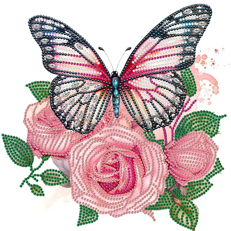 Flowers And Butterflies 30*30CM(Canvas) Special Shaped Drill Diamond Painting gbfke
