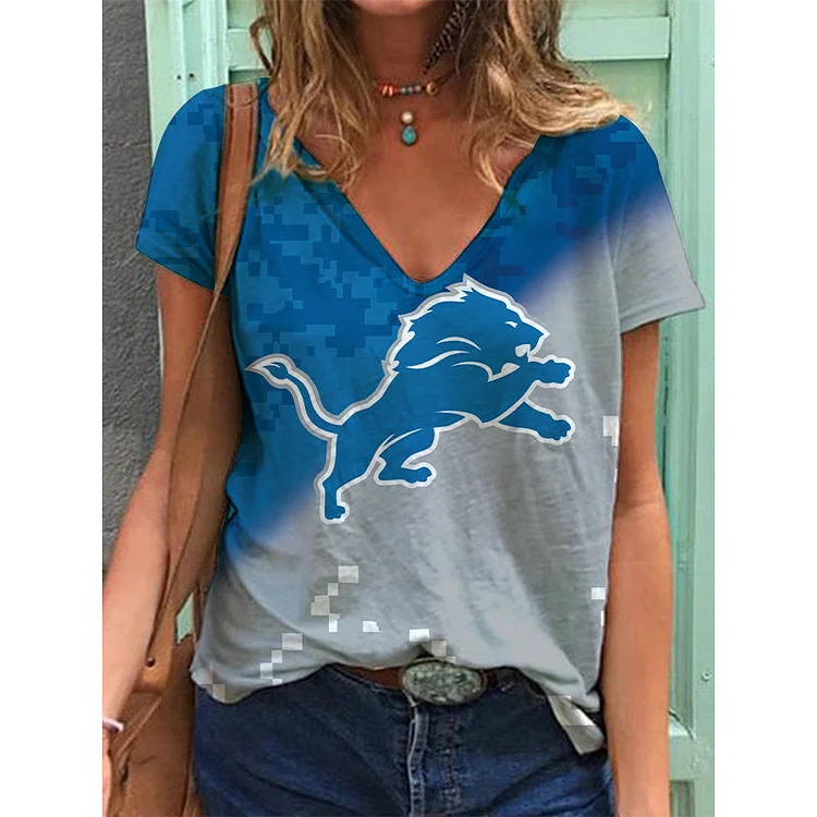 Detroit Lions Lightweight Short Sleeve V-Neck T-Shirt