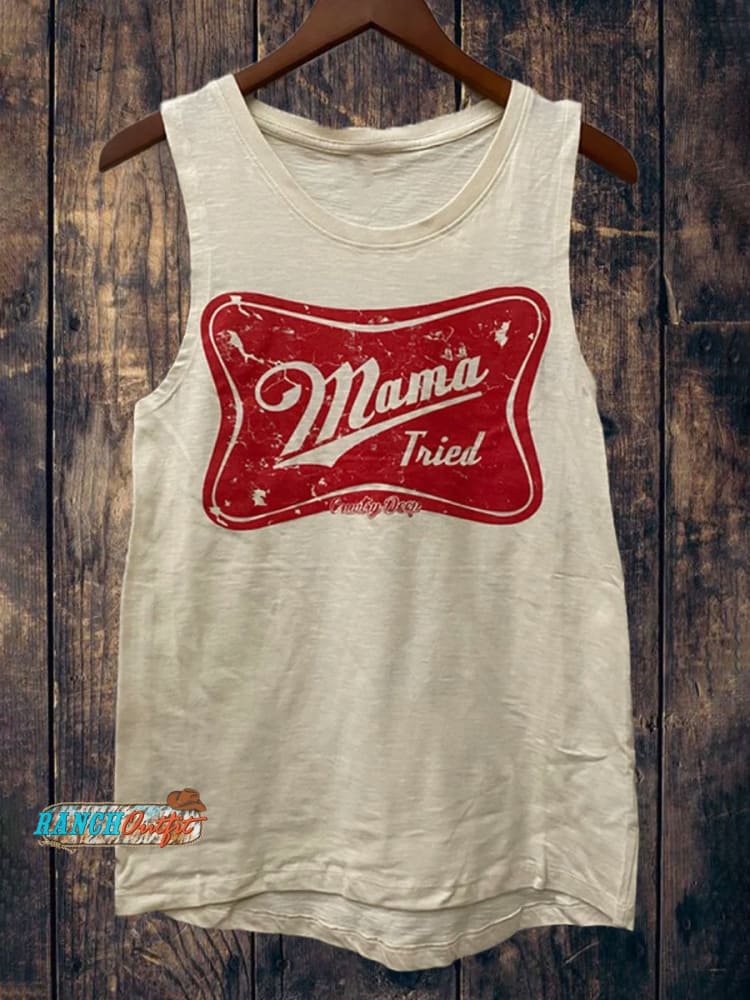 Vintage Mama Tried Print Casual Shirt Tee White / S