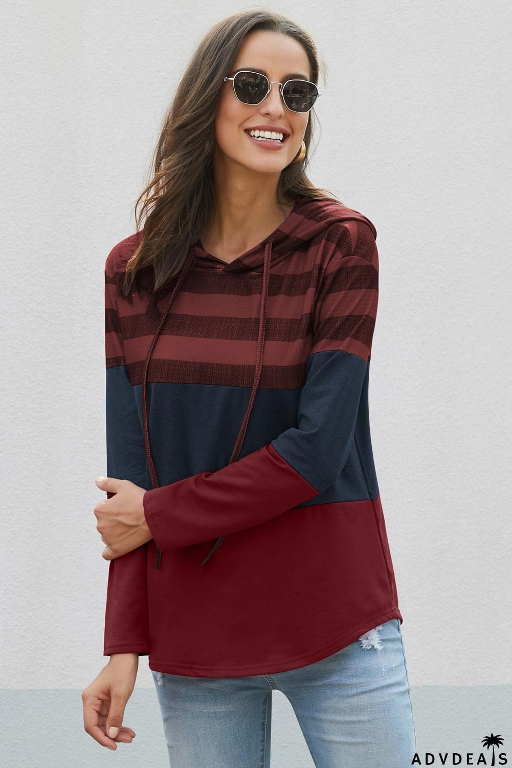 Color Block Drawstring Hoodie