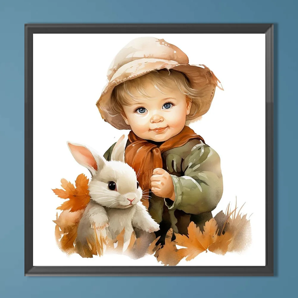 Diamond Painting - Full Round Drill - Harvest Farm Kid(Canvas|40*40cm)