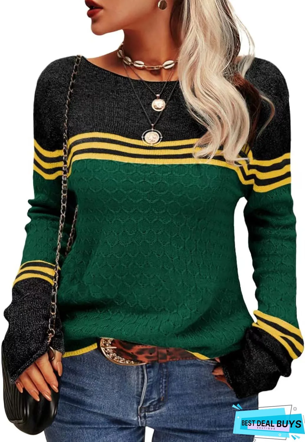 Autumn Striped Knit Button Cardigan