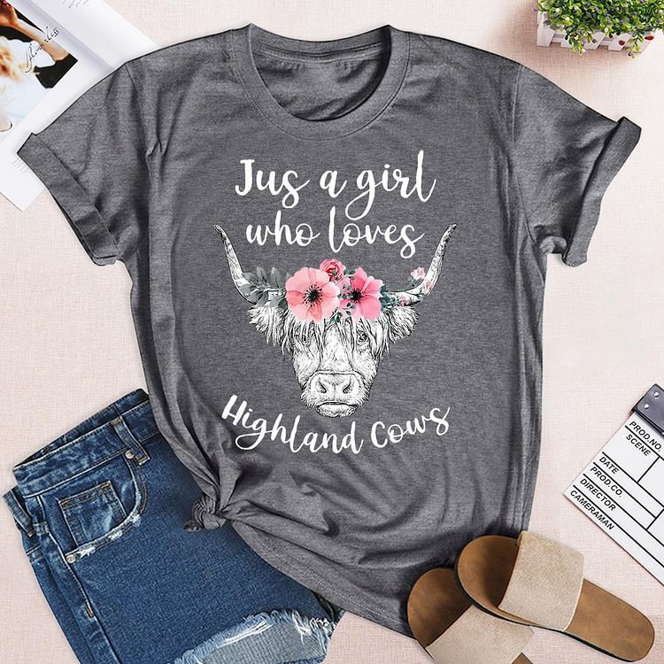 ANB - Loves Scottish Highland Cows Retro Tee-05795