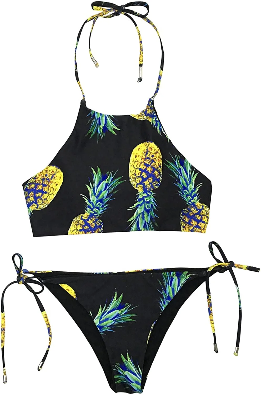Women's Pineapple Print Bikini Set Sexy Thong Triangle Brazilian Swimwear