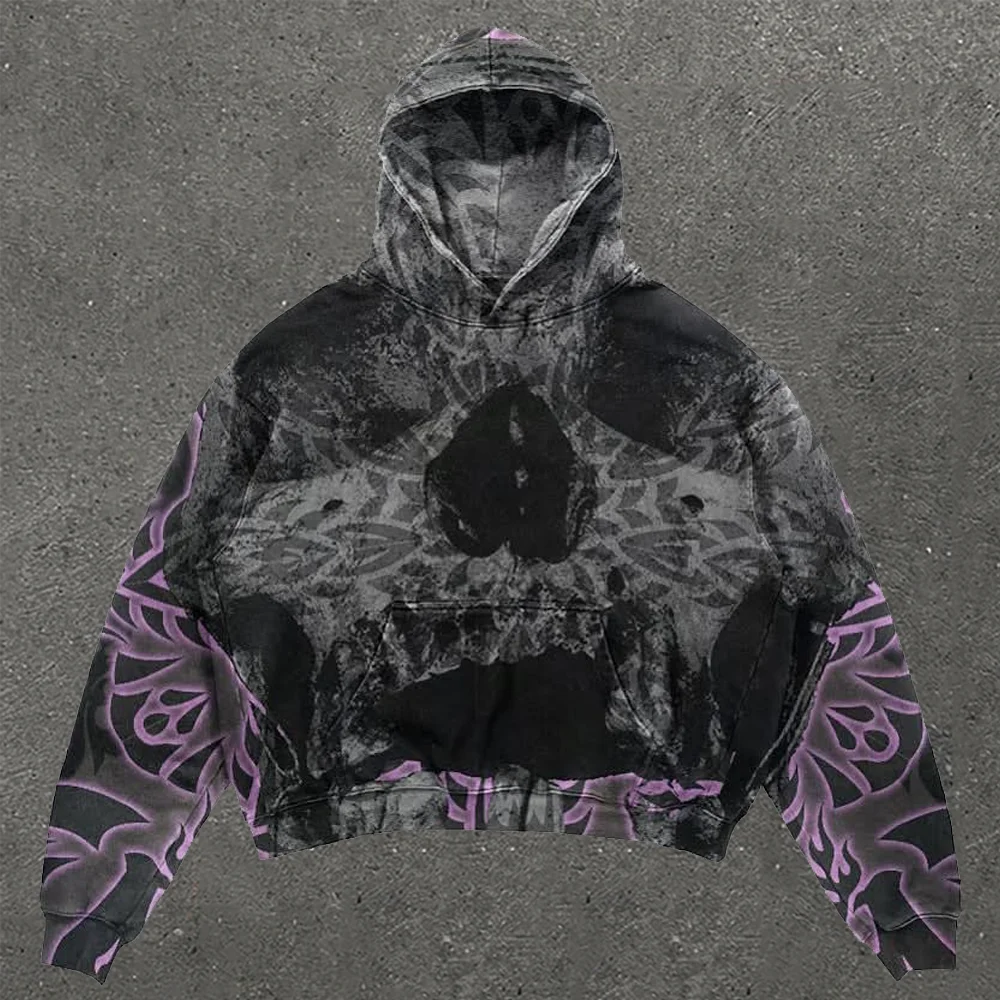 Fashion Skull Print Long Sleeve Hoodie