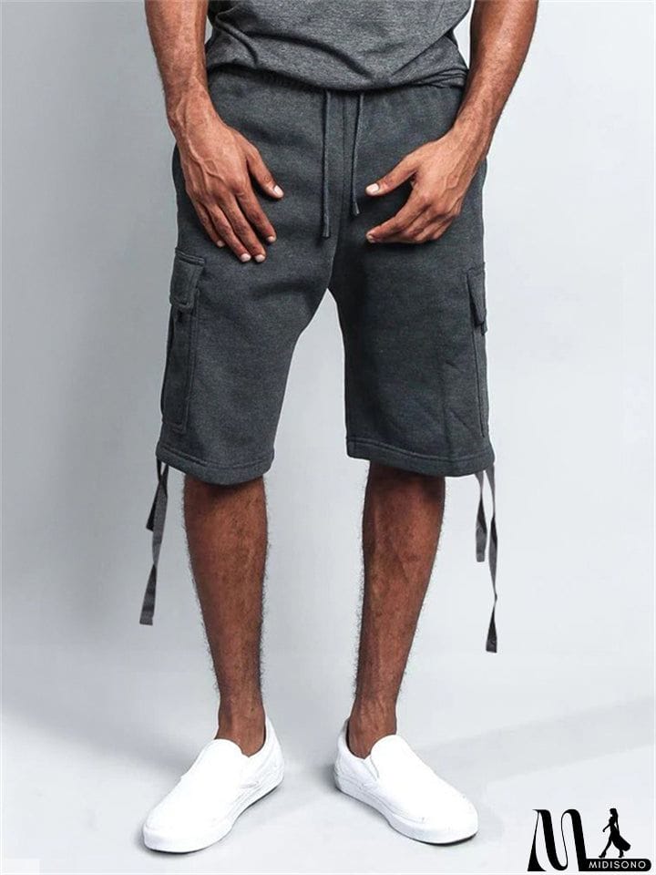 MidiSono - Men's Plus Size Relaxed Cargo Shorts with Pockets