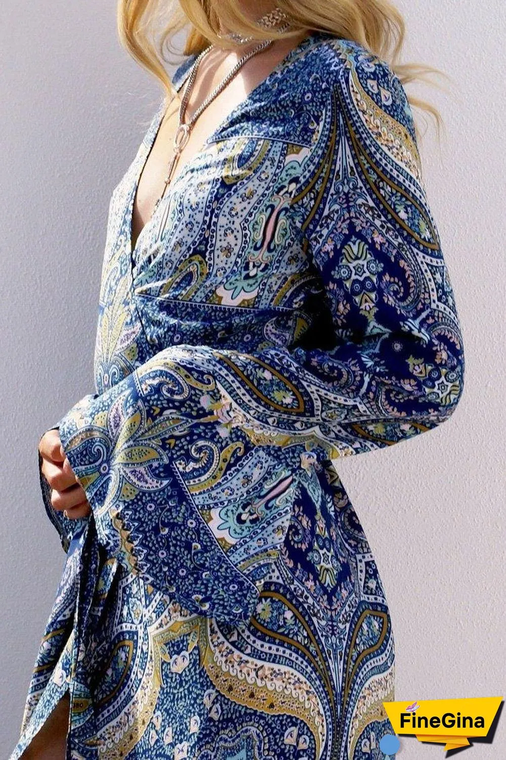 Blue Bohemian Printed Maxi Dress