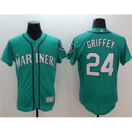 Mariners #24 Ken Griffey Green Flexbase Authentic Collection Stitched MLB Jersey HS4Z