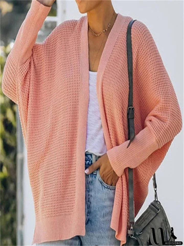 MidiSono - Women's Temperament Comfy Loose Solid Color Cardigan Sweater