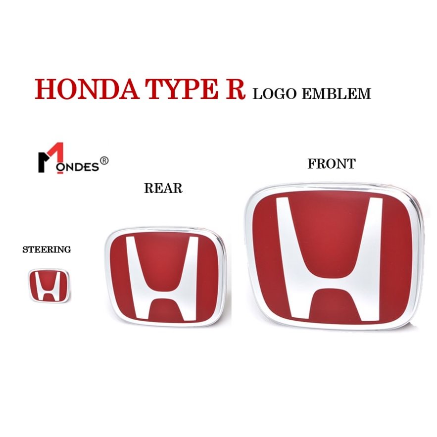 Genuine Front Grille For Honda Civic 4DR Sedan FiT JDM RED H Type R Badge Logo voiturehub dxncar