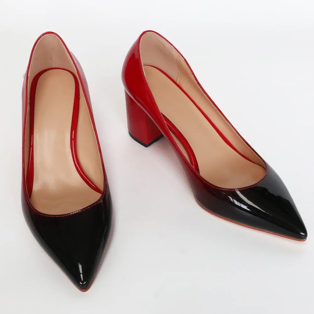 65mm Women Chunky Heels Comfortable Middle Block Heel Pumps-MERUMOTE