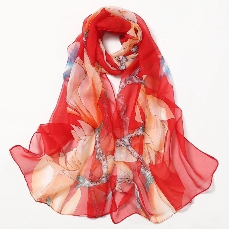 Women’s Sweet Flower Georgette Silk Scarves