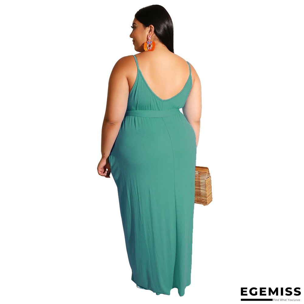 Casual Solid-colored Sling Dress Large Size Women's Wear Black Dresses | EGEMISS