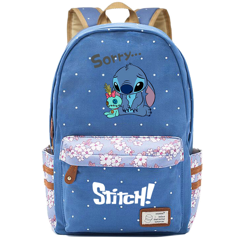 Stitch-Inspired School Backpack with Double Side Pockets | Cute and Stylish for Leisure Travel | Large Capacity-Mayoulove