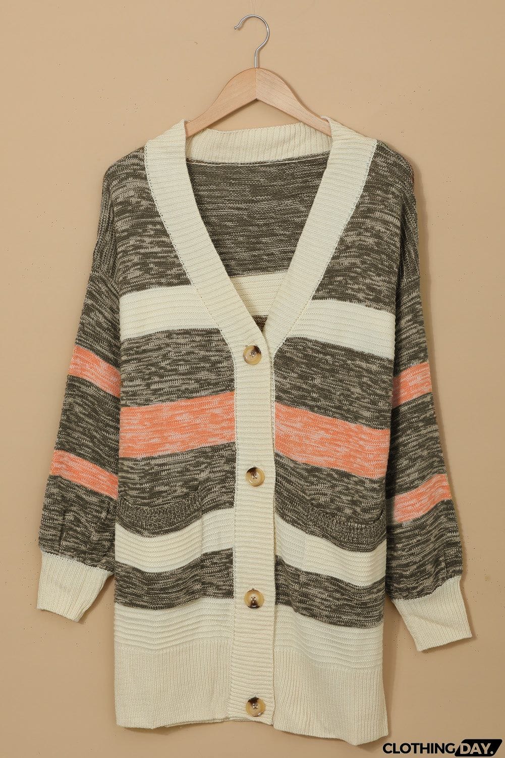 Thick Buttoned Open Front Cardigan with Pocket