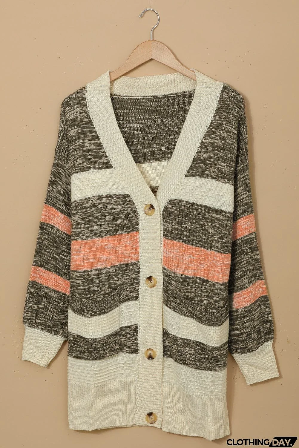 Thick Buttoned Open Front Cardigan with Pocket