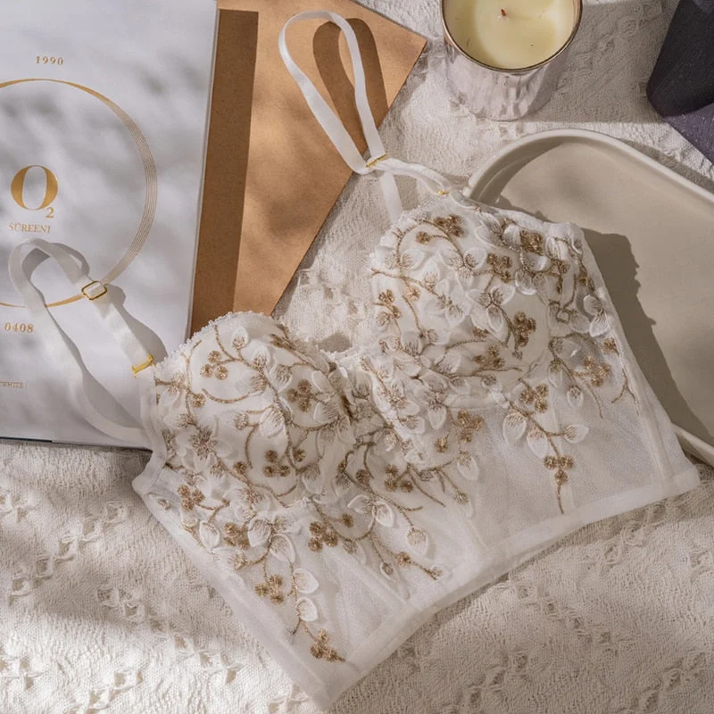 Ellolace Floral Lingerie Set Women's Underwear Sexy Brief Sets 3 Color S-XL Underwear Women Erotic Lingerie Padded Bra Panties