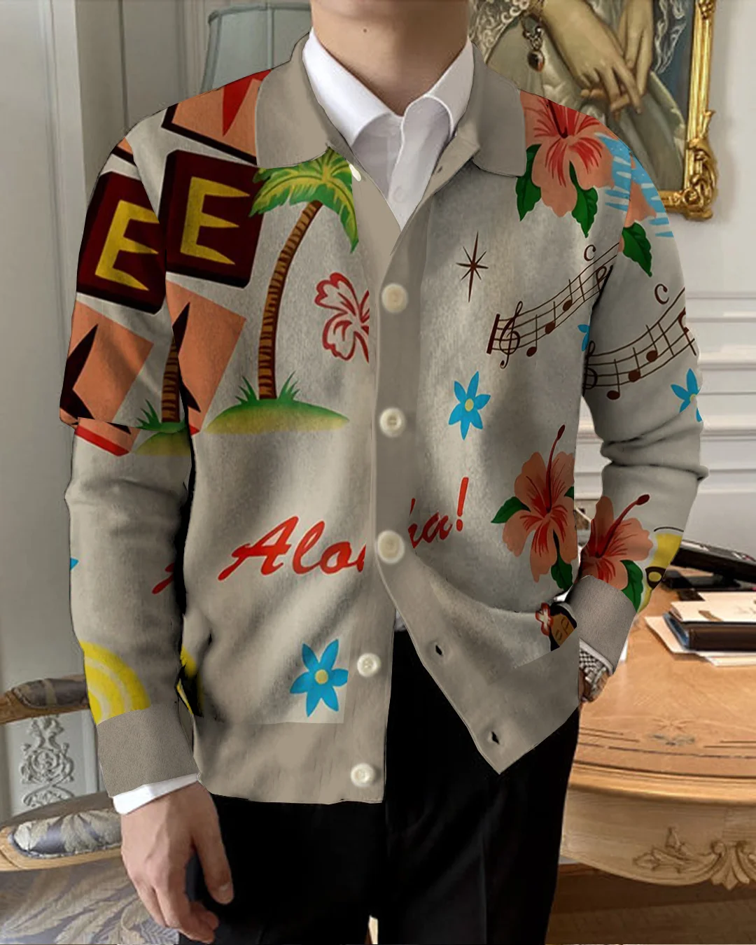 Men's Lapel Knitted Sweater Cardigan 8105