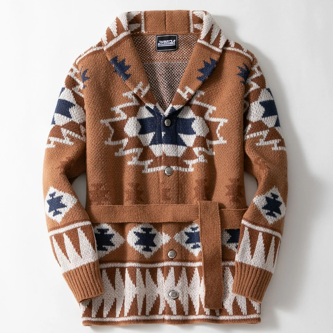 Uveng Uveng Men's Heavy Industry Plus Flower Sweater Autumn And Winter Thick Cardigan With Knit Coat SY0001