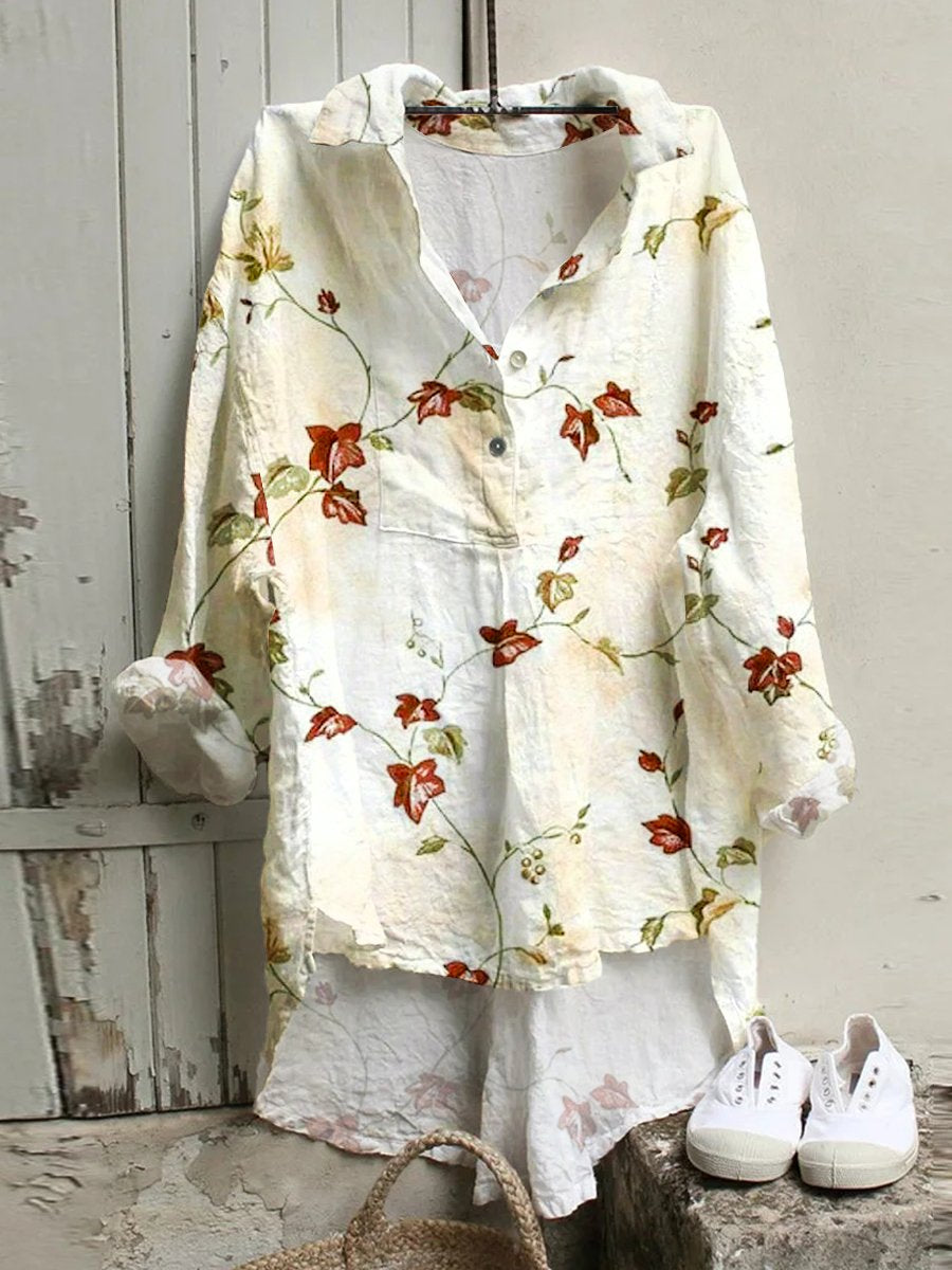 Women's  Flower  Art  Print Casual  Shirt