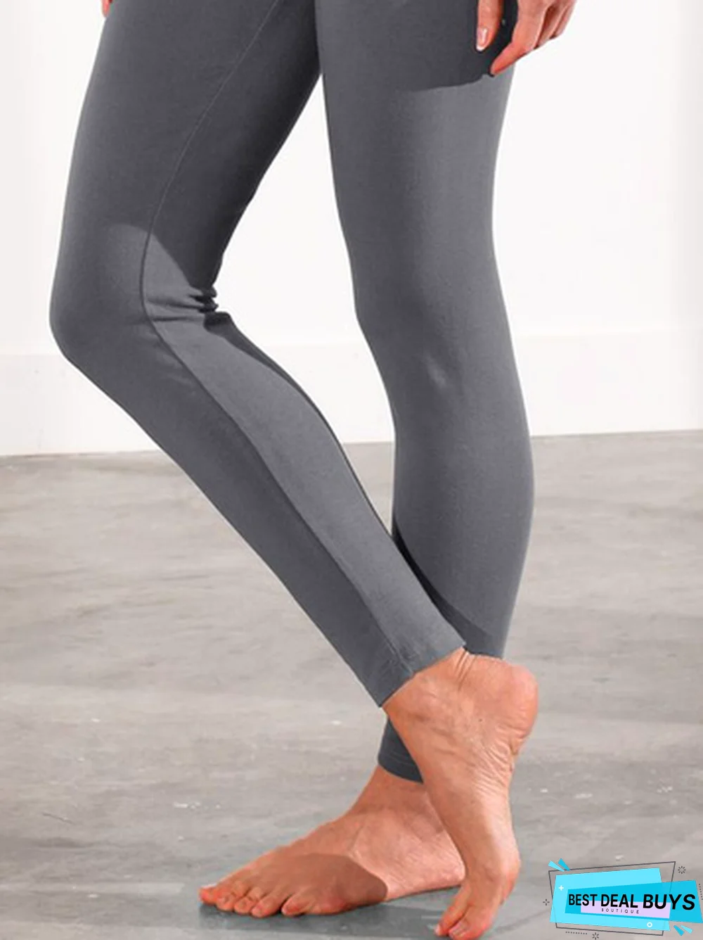 Plain Sports Autumn Polyester High Elasticity Daily Tight Standard Regular Size Leggings for Women