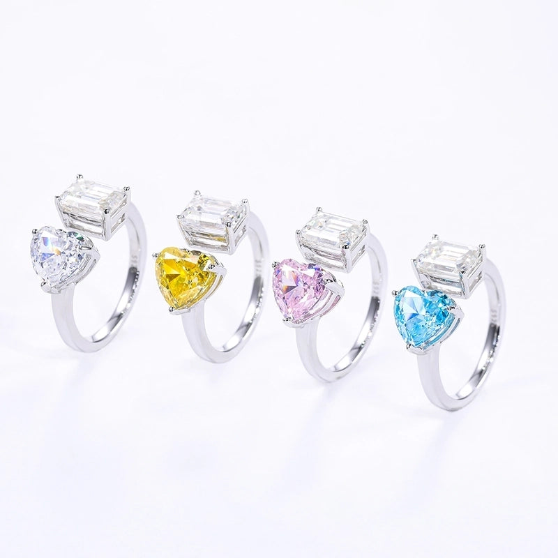 Round Brilliant 18K Gold Plated Moissanite Rings Heart Shape VVS1-VVS2