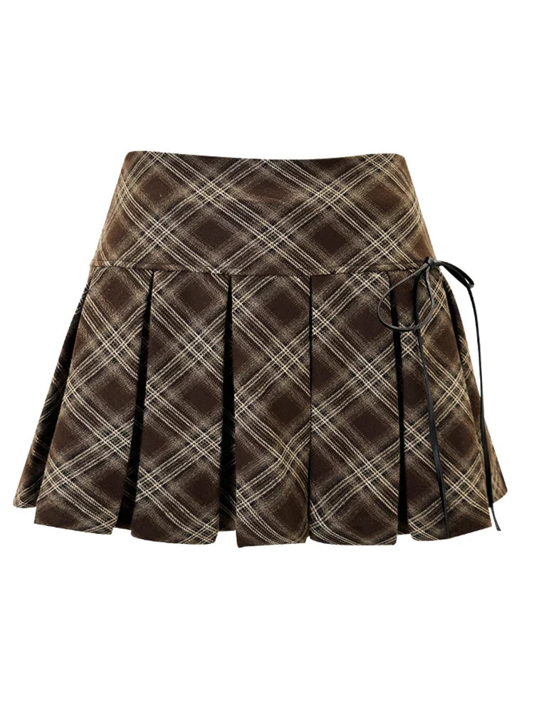 Aiertu Winter Women Preppy Vintage Mini A-line Pleated Micro Plaid Skirt Gyaru 2000s Aesthetic Y2k Streetwear Grunge Fairycore Hot Sexy Aiertu