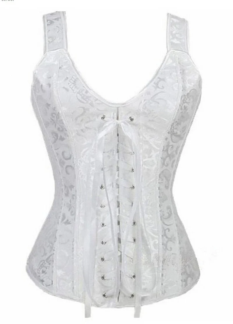 Billionm Corset Top With Straps Sexy Bustier Zipper Brocade Vest Lingerie Plus Size Gothic Overbust Corselet For Women Outfit