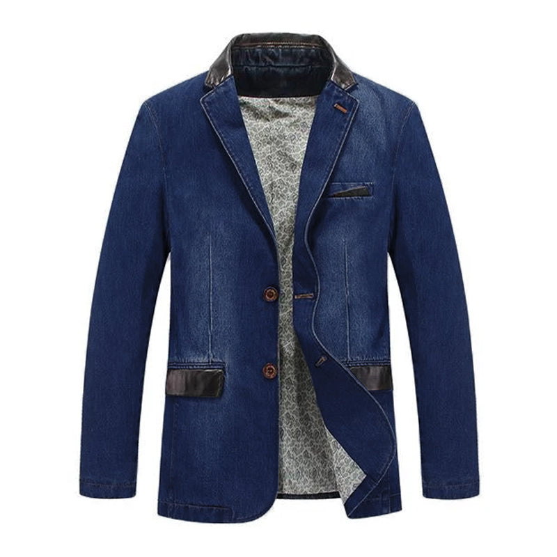 Men's Lapel Single Breasted Denim Blazer