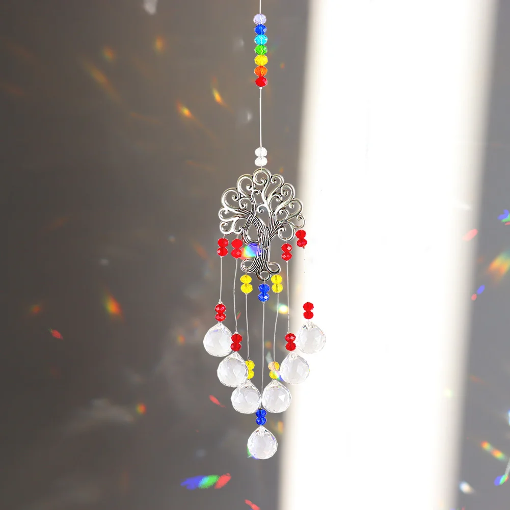 Crystal Wind Chime Tree of Life Light Catcher Ball Pendant Rainbow Maker
