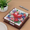 Wooden DIY Flower Heart Diamond Painting Kit Note Box with 160 Papers for Office