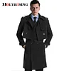 S-6XL 2Pcs/Set Men Trench coat with Vest Coats Casual Solid Double Breasted Slim Fit Over windbreak 18447-5