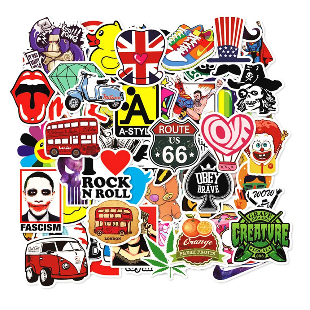 

200pcs Cartoon Graffiti Stickers PVC Waterproof Luggage Notebook Car Decals, 501 Original