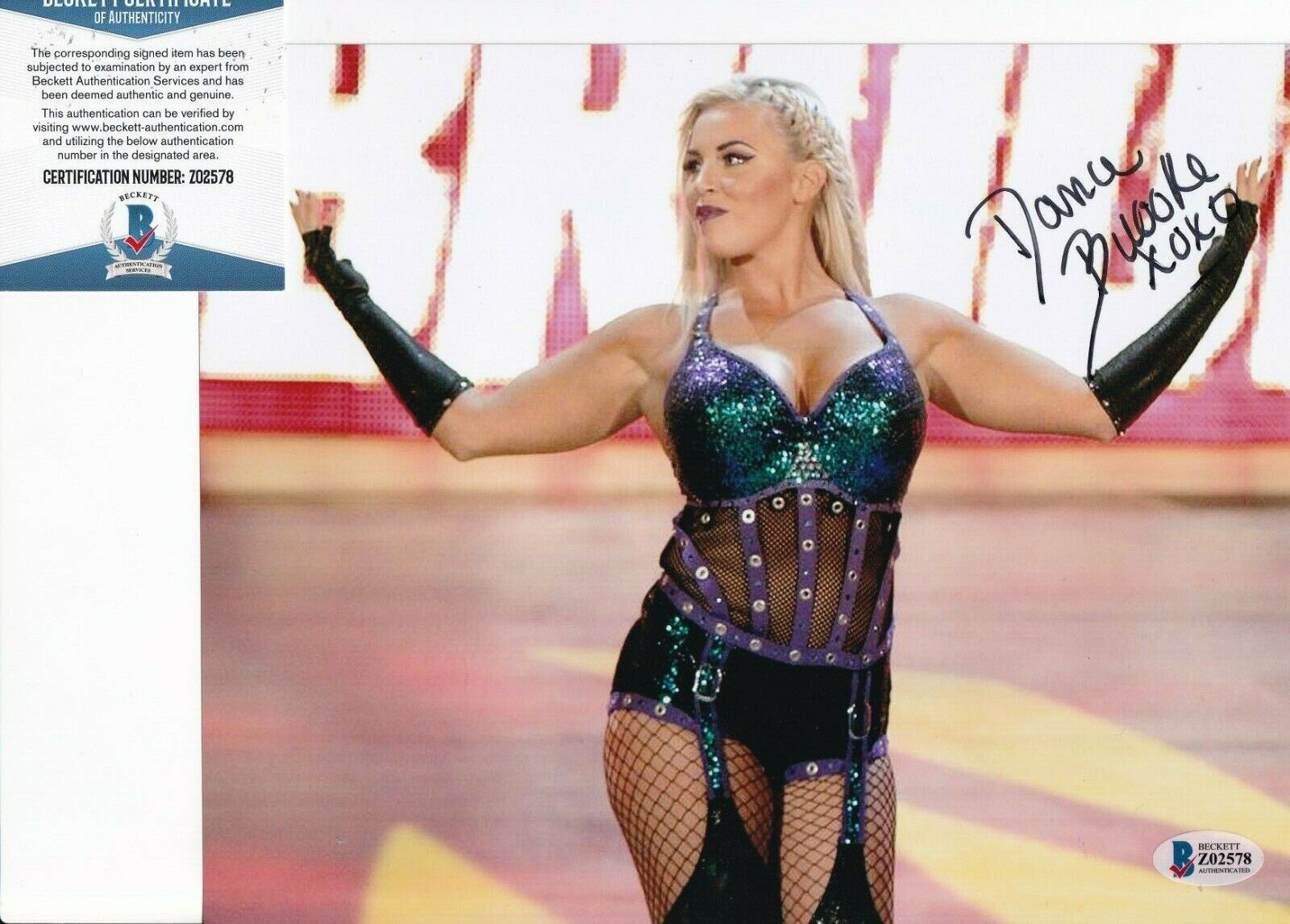 DANA BROOKE signed (WWE RAW WRESTLING) DIVA 8X10 Photo Poster painting BECKETT BAS Z02578