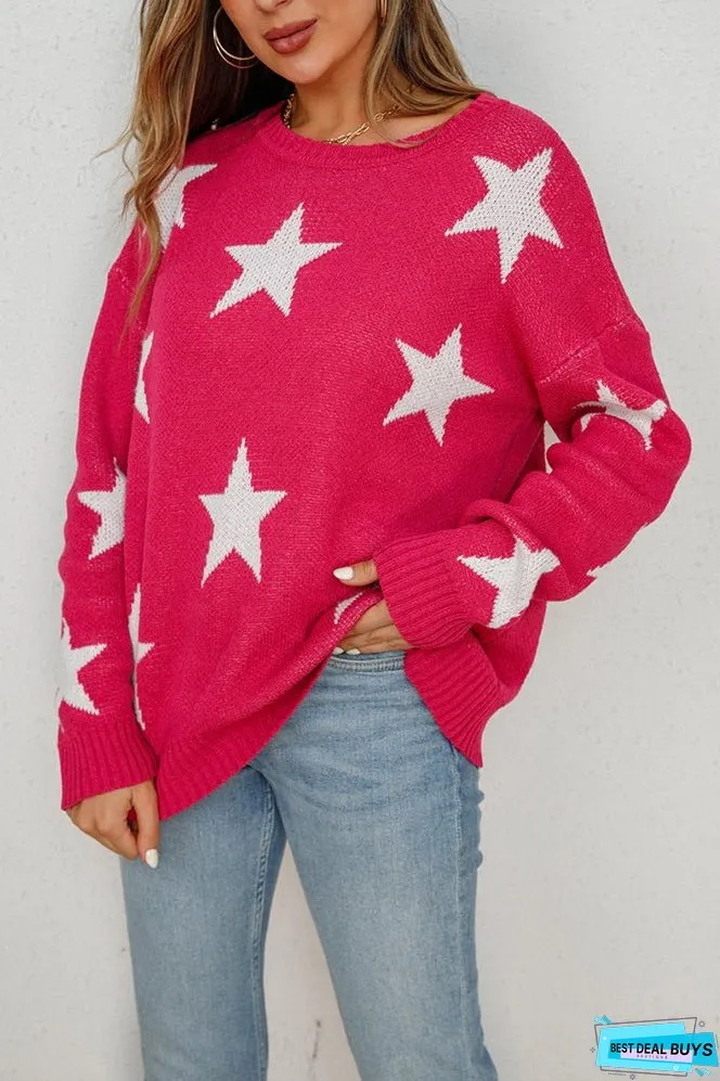 White Star Knitting Long Sleeve Sweater