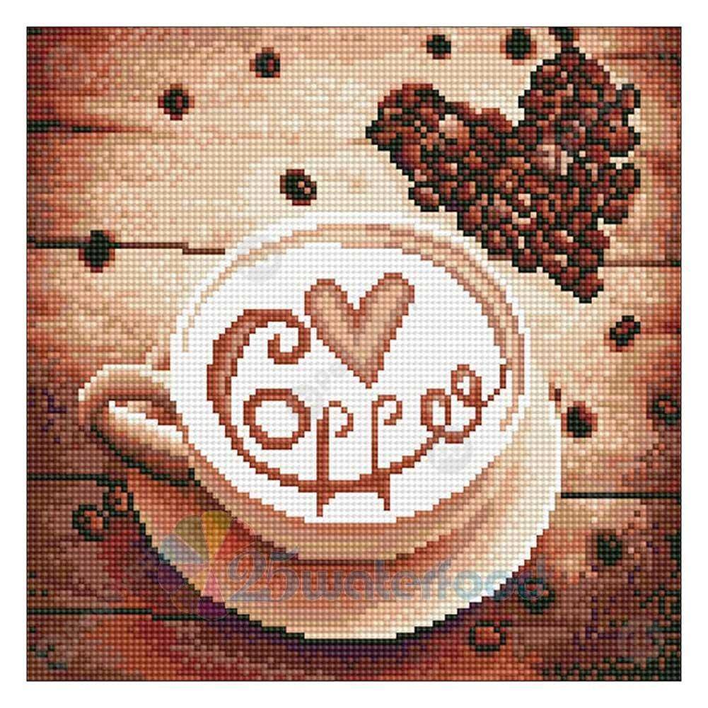 

30*30CM Round Drill Diamond Painting-Coffee, 501 Original
