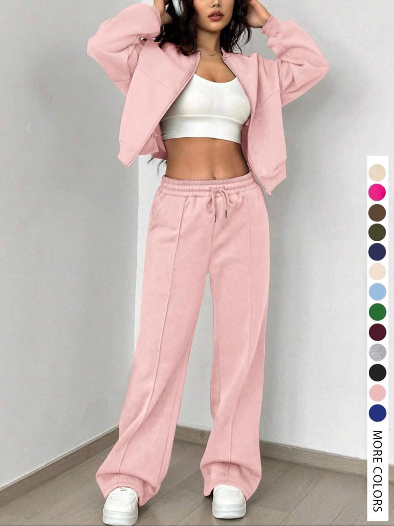 Women's Casual Striped Long Sleeve Zipper Jacket and Pants Set, Airport Wear, Fitted Natural Waist, Regular Length, All Seasons Women's Casual Striped Long Sleeve Zipper Jacket and Pants Set, Airport Wear, Fitted Natural Waist, Regular Length, All Seasons